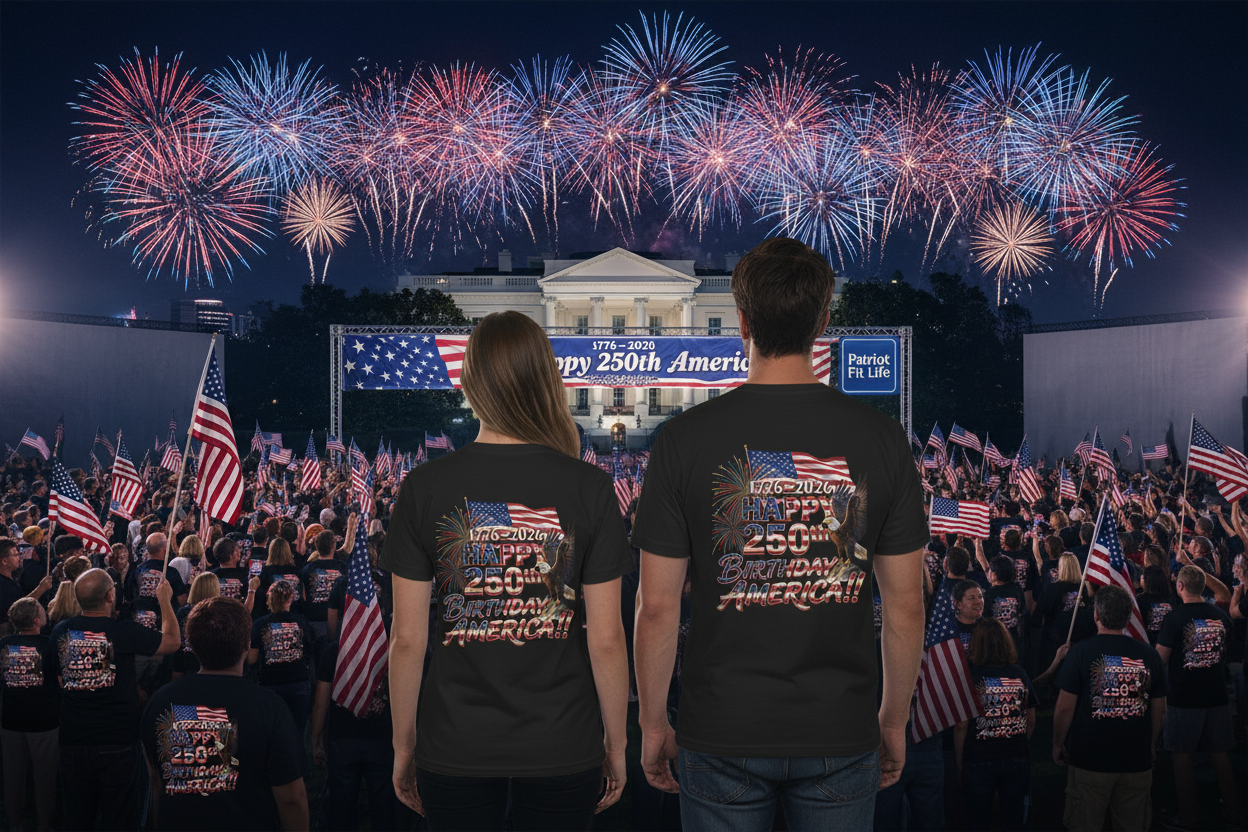 Happy 250th Birthday America T-Shirt | Patriotic Eagle Flag & Fireworks Tee | Bella Canvas | XS-4XL | 1776-2026