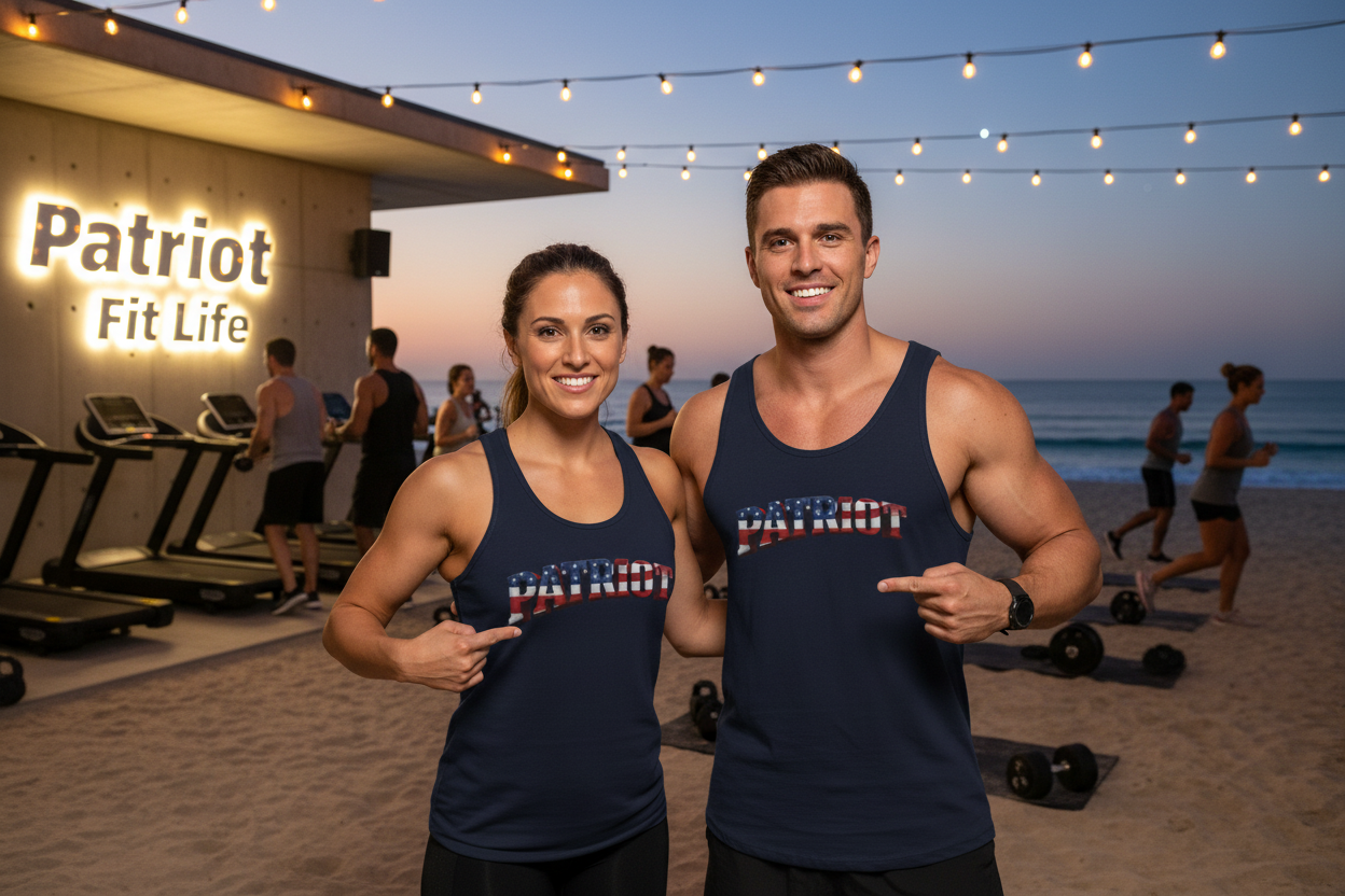 Patriot American Flag Tank Top - PATRIOT Chest Print Graphic Tee