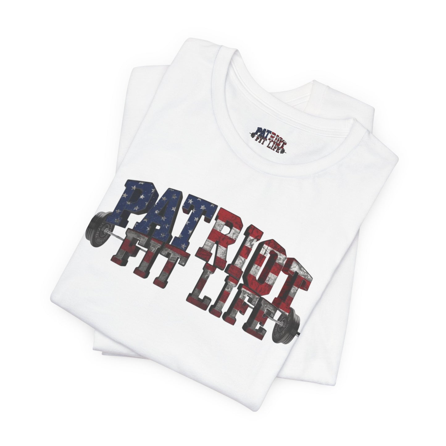 Patriot Fit Life T-Shirt | American Flag Barbell Fitness Tee