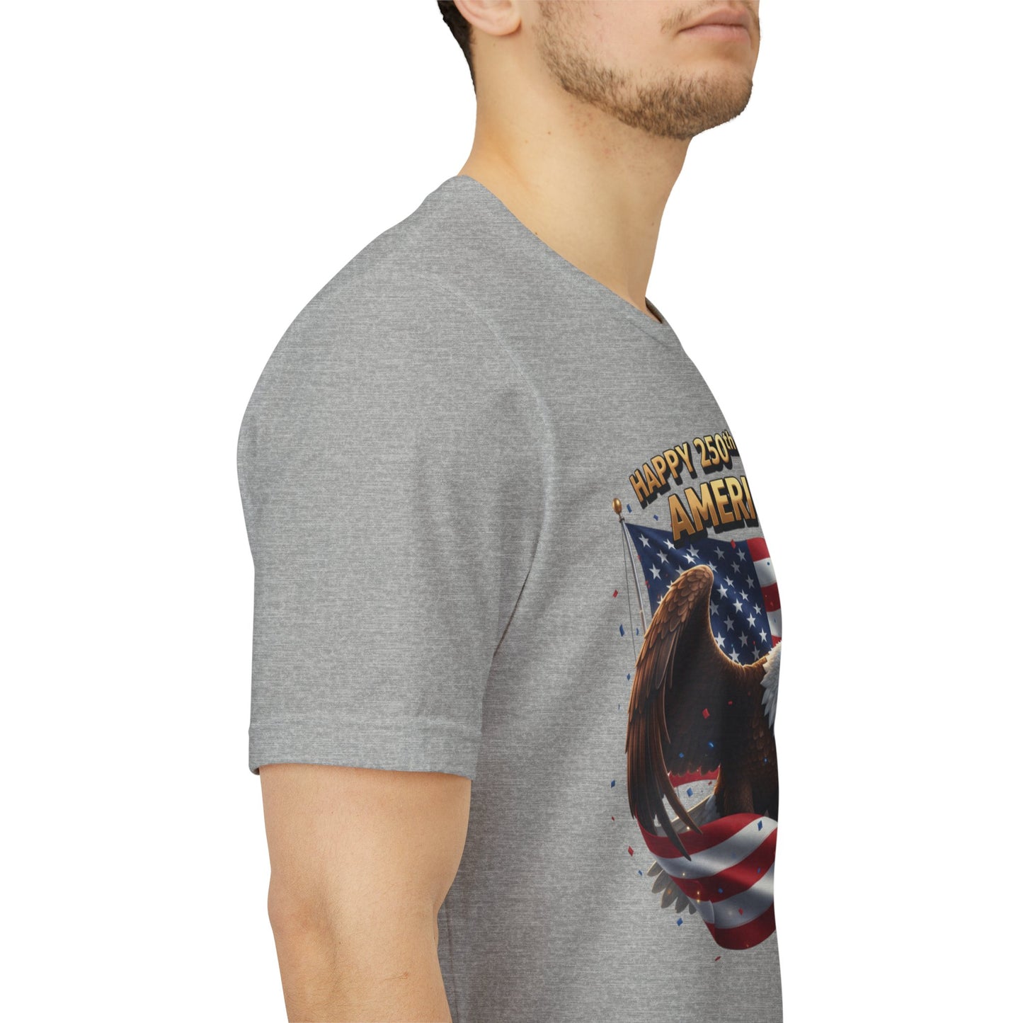 Happy 250th Birthday America Eagle T-Shirt  Patriotic Flag Tee