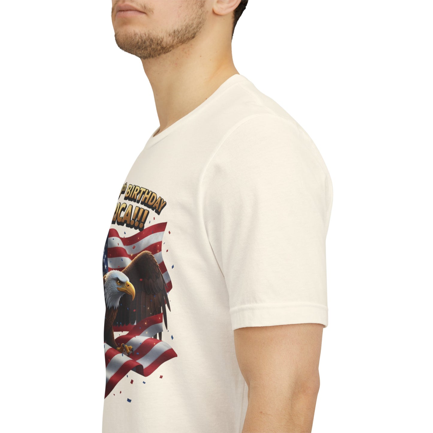 Happy 250th Birthday America Eagle T-Shirt  Patriotic Flag Tee