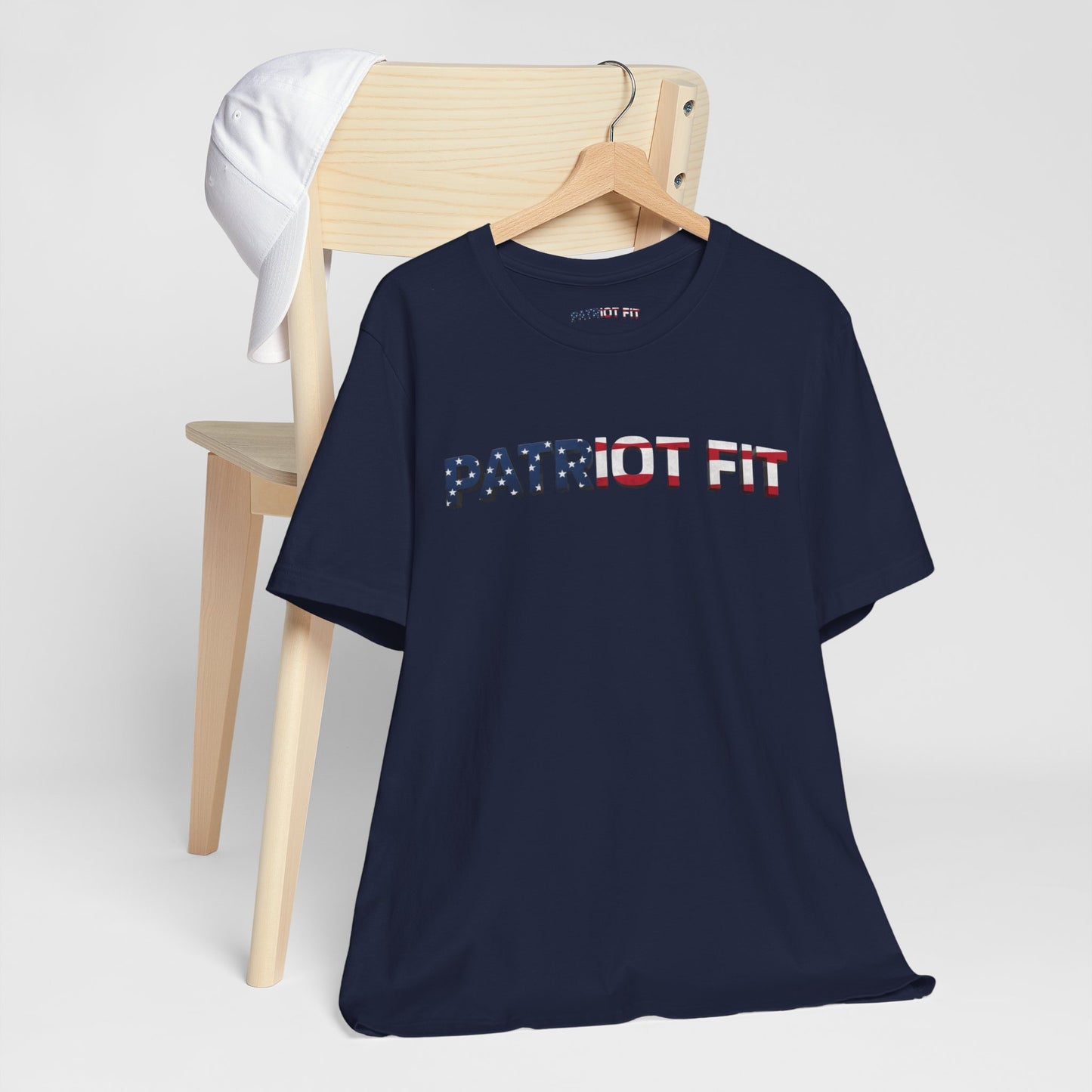 Patriot Fit T-Shirt — American Flag Text Athletic Tee