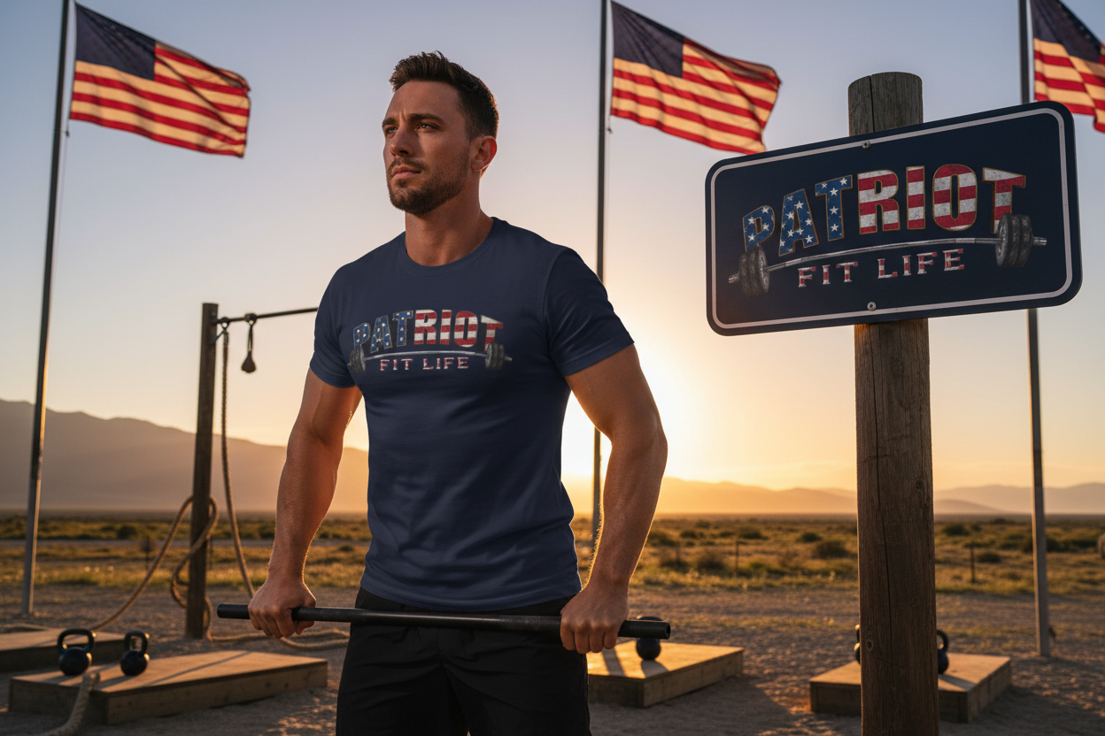 Patriot Fit Life T-Shirt | American Flag Weightlifting Gym Tee