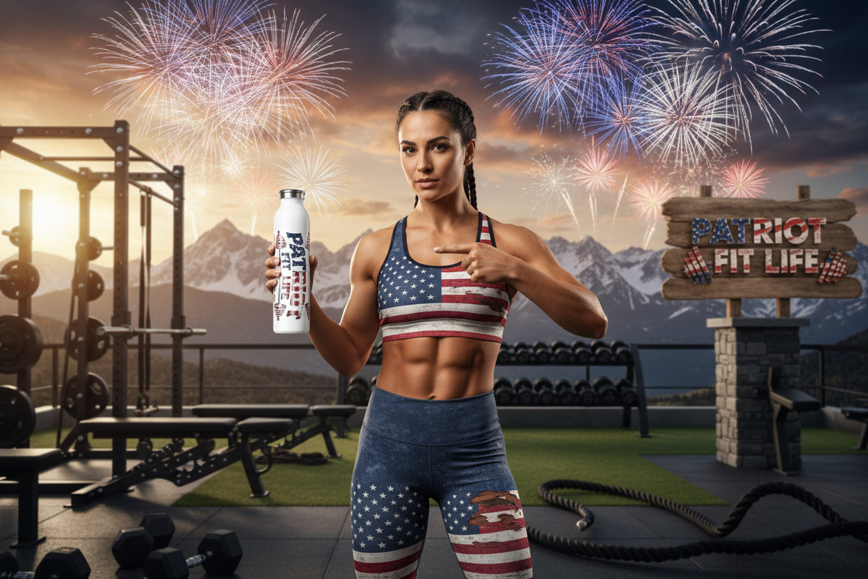 Patriot Fit Life 20oz Slim Water Bottle | American Flag Fitness Bottle
