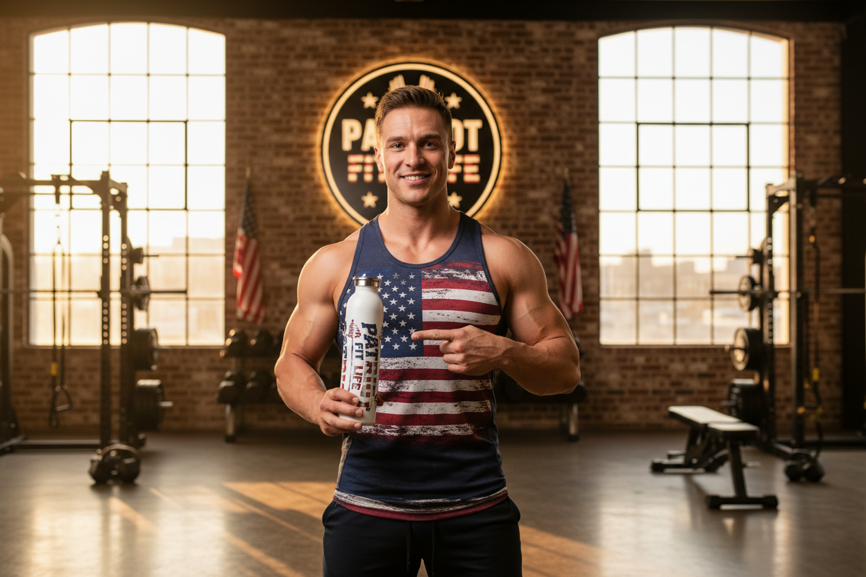 Patriot Fit Life 20oz Slim Water Bottle | American Flag Fitness Bottle