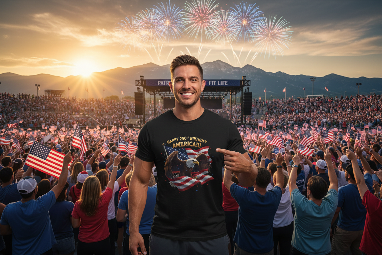Happy 250th Birthday America Eagle T-Shirt  Patriotic Flag Tee