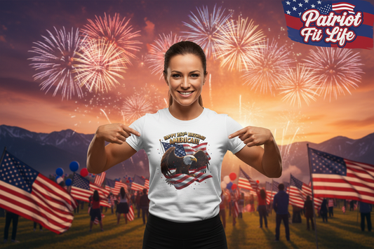 Happy 250th Birthday America Eagle T-Shirt  Patriotic Flag Tee