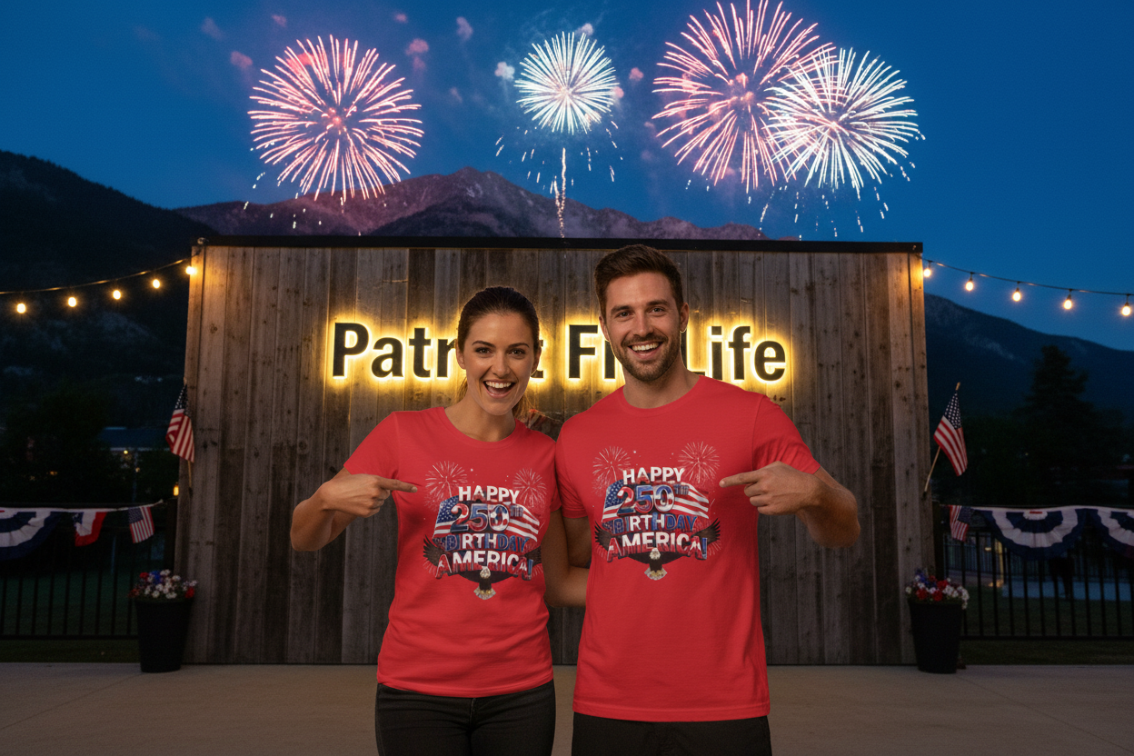 Happy 250th Birthday America T-Shirt - Patriotic Eagle Fireworks Tee