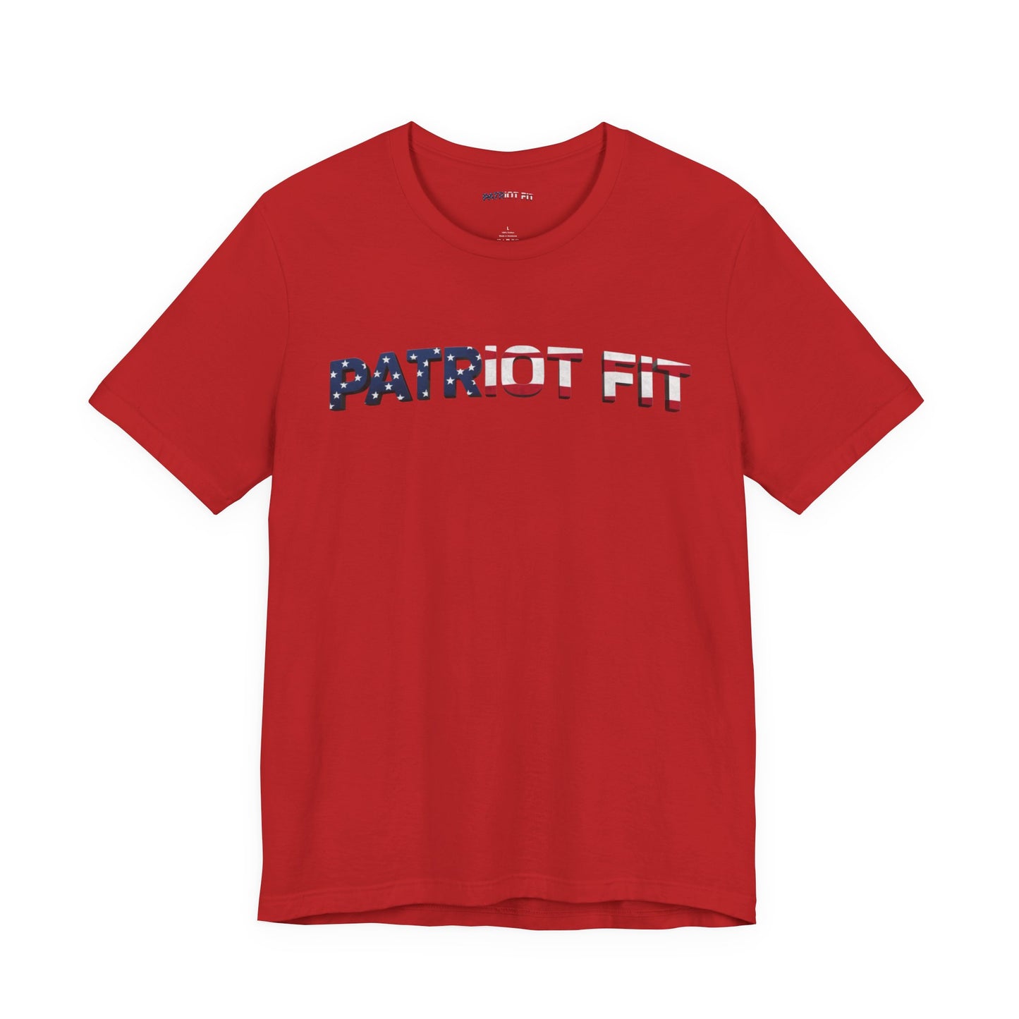 Patriot Fit T-Shirt — American Flag Text Athletic Tee
