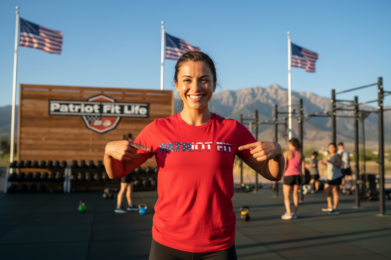 Patriot Fit T-Shirt — American Flag Text Athletic Tee