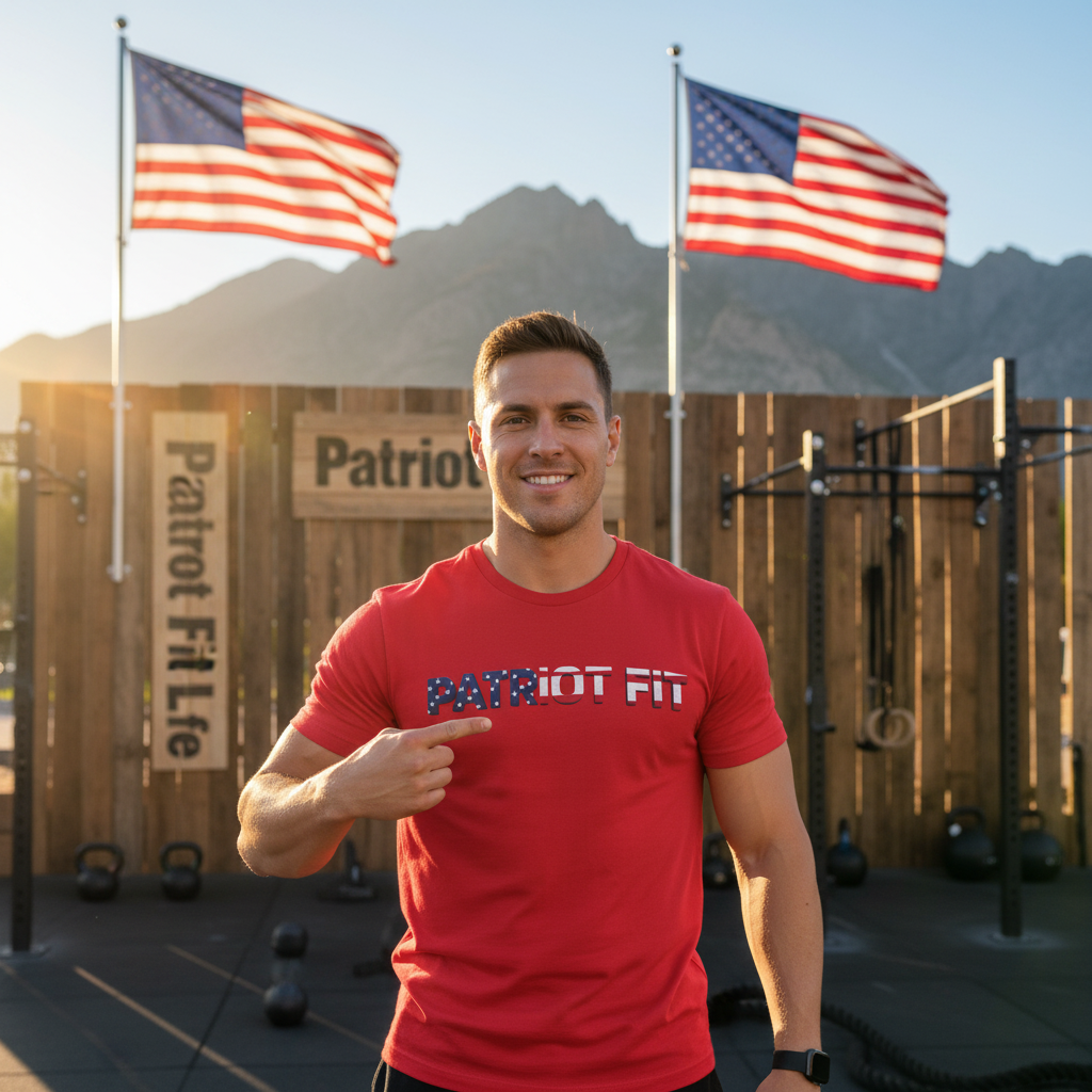 Patriot Fit T-Shirt — American Flag Text Athletic Tee