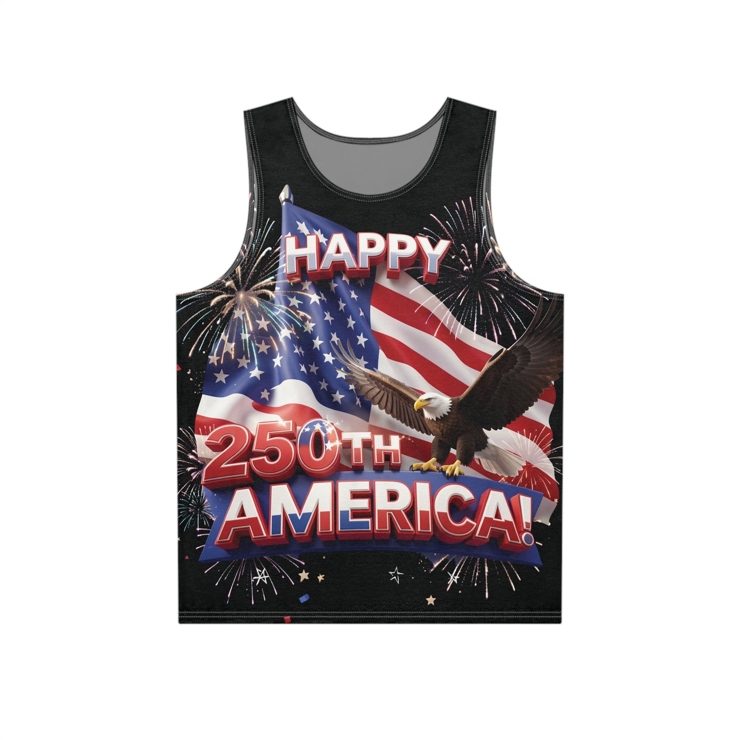 Happy 250th America Tank Top - Patriotic Eagle Flag All-Over Print