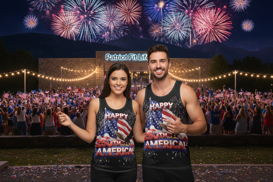 Happy 250th America Tank Top - Patriotic Eagle Flag All-Over Print