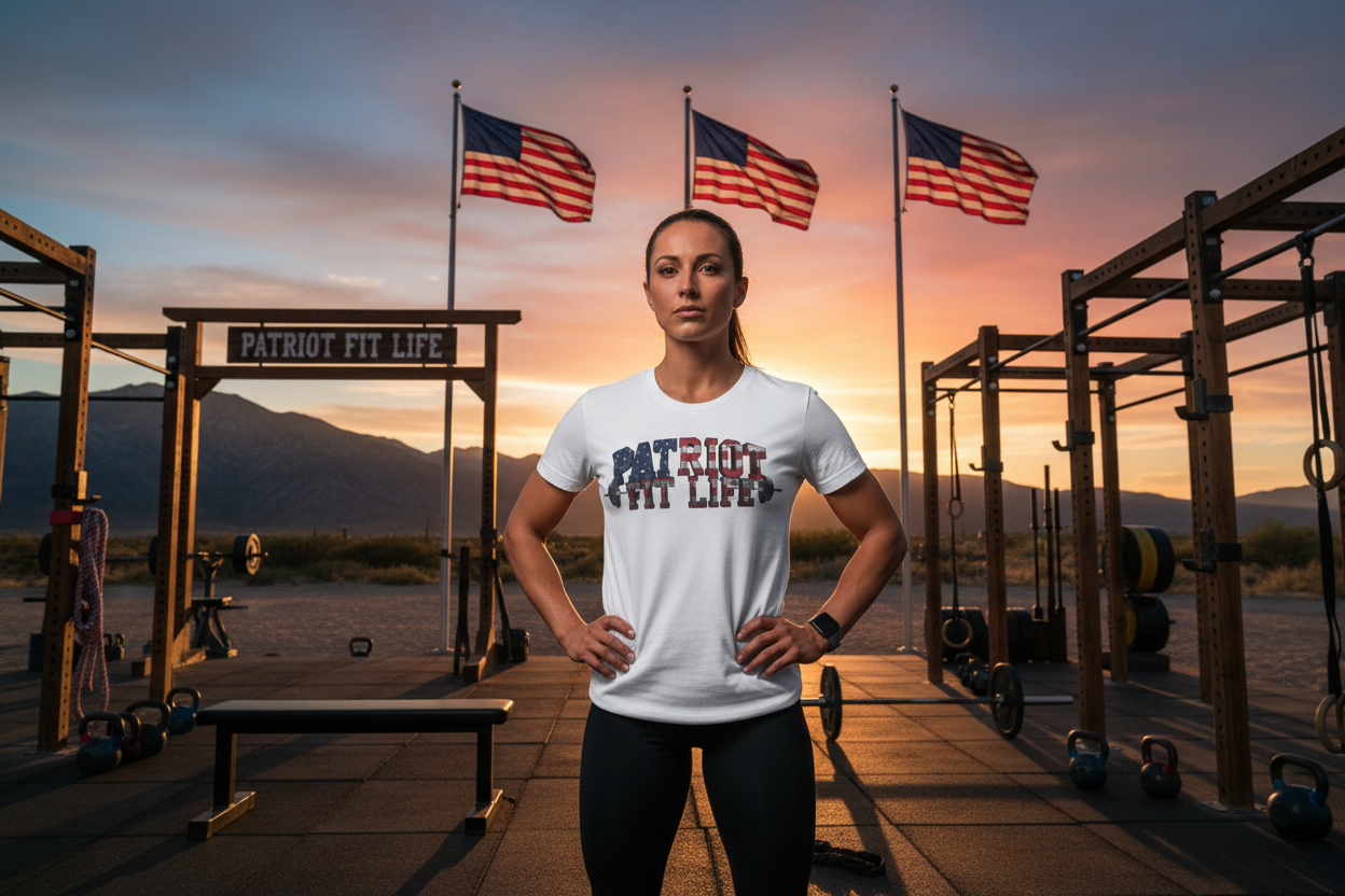 Patriot Fit Life T-Shirt | American Flag Barbell Fitness Tee