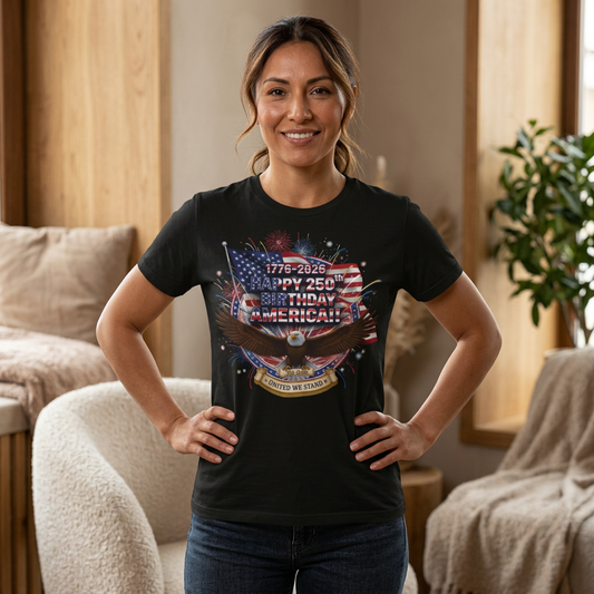 America 250th Birthday Eagle T-Shirt | Happy 250th USA Patriotic Tee | Bella Canvas | XS-4XL | 1776-2026