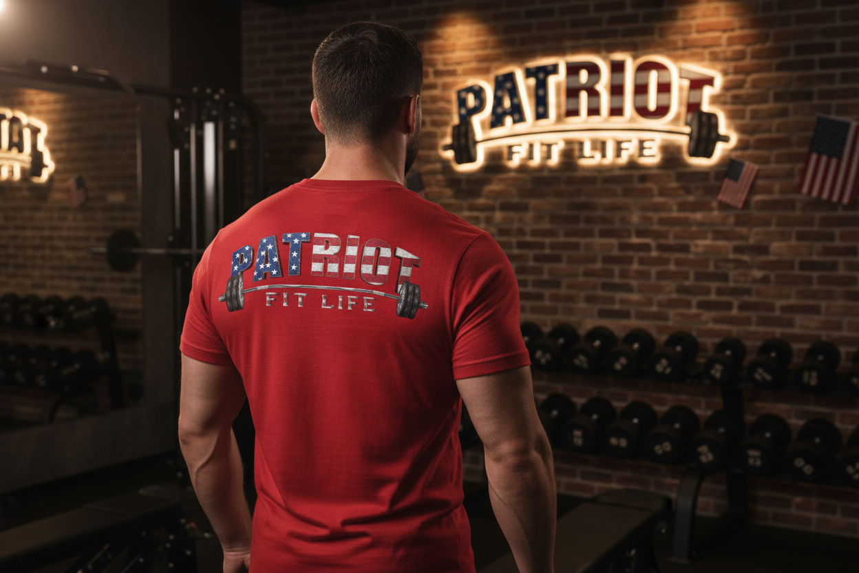 Patriot Fit Life T-Shirt | American Flag Weightlifting Gym Tee