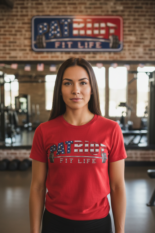 Patriot Fit Life T-Shirt | American Flag Weightlifting Gym Tee