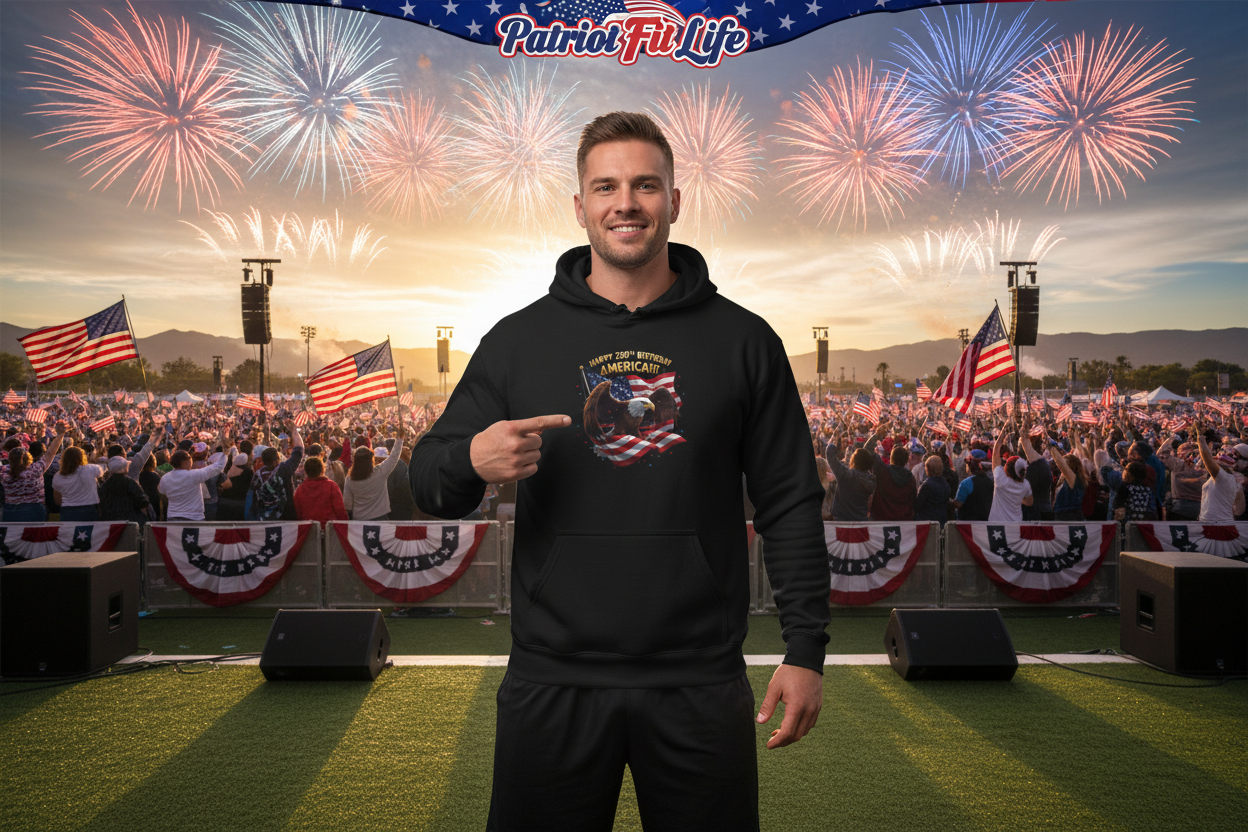 Happy 250th Birthday America Hoodie | Patriotic Celebration Sweatshirt