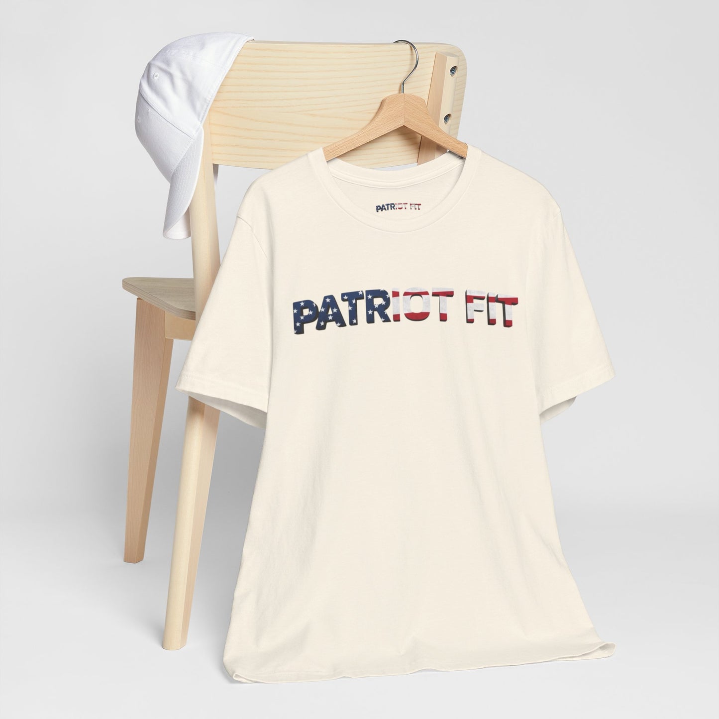 Patriot Fit T-Shirt — American Flag Text Athletic Tee