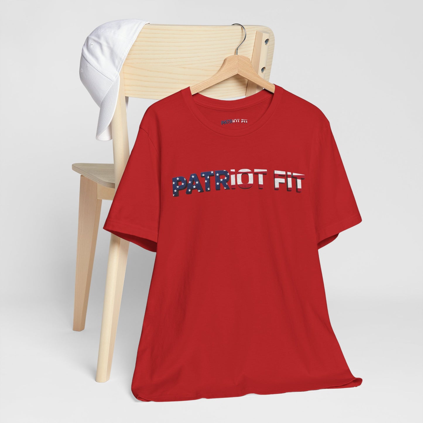 Patriot Fit T-Shirt — American Flag Text Athletic Tee