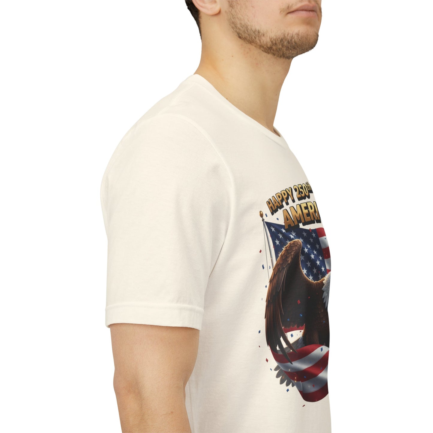Happy 250th Birthday America Eagle T-Shirt  Patriotic Flag Tee