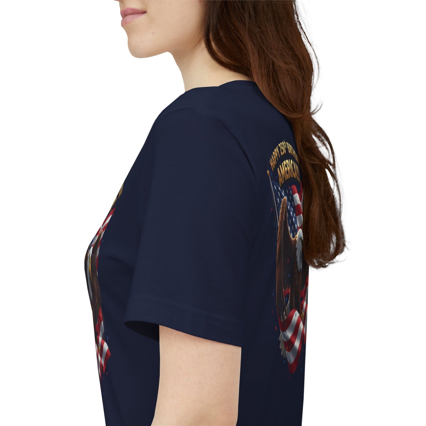 Happy 250th Birthday America Eagle T-Shirt  Patriotic Flag Tee