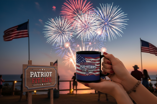 250 Years Celebrating 1776-2026 American Flag Mug | Patriotic Coffee Cup