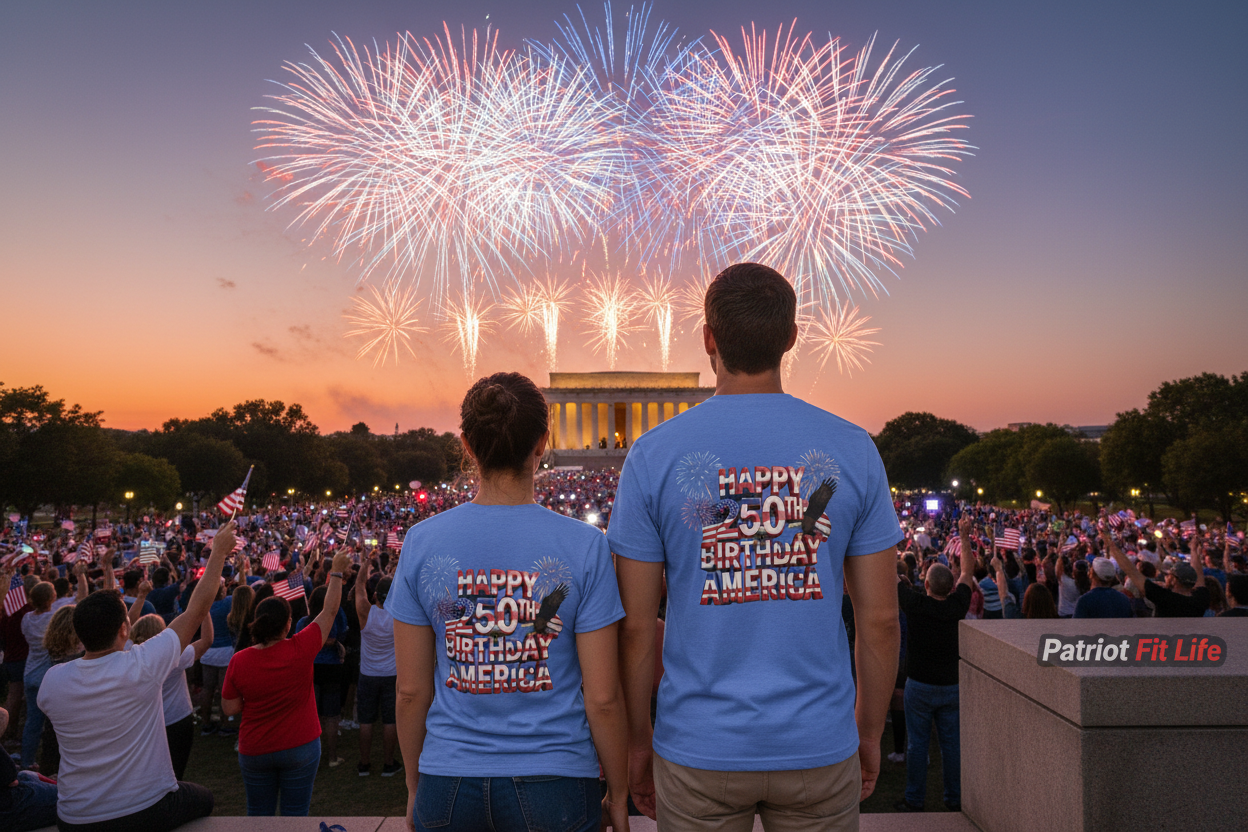 Happy 250th Birthday America T-Shirt | Fireworks Patriotic Tri-Blend Tee | 1776–2026