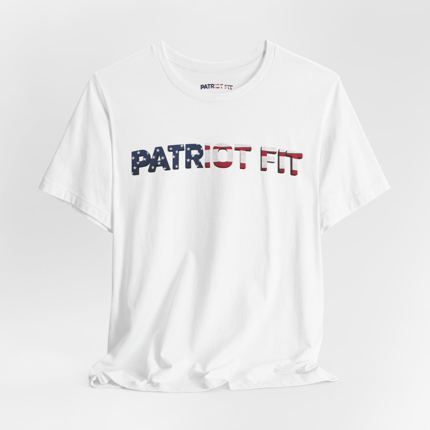 Patriot Fit T-Shirt — American Flag Text Athletic Tee