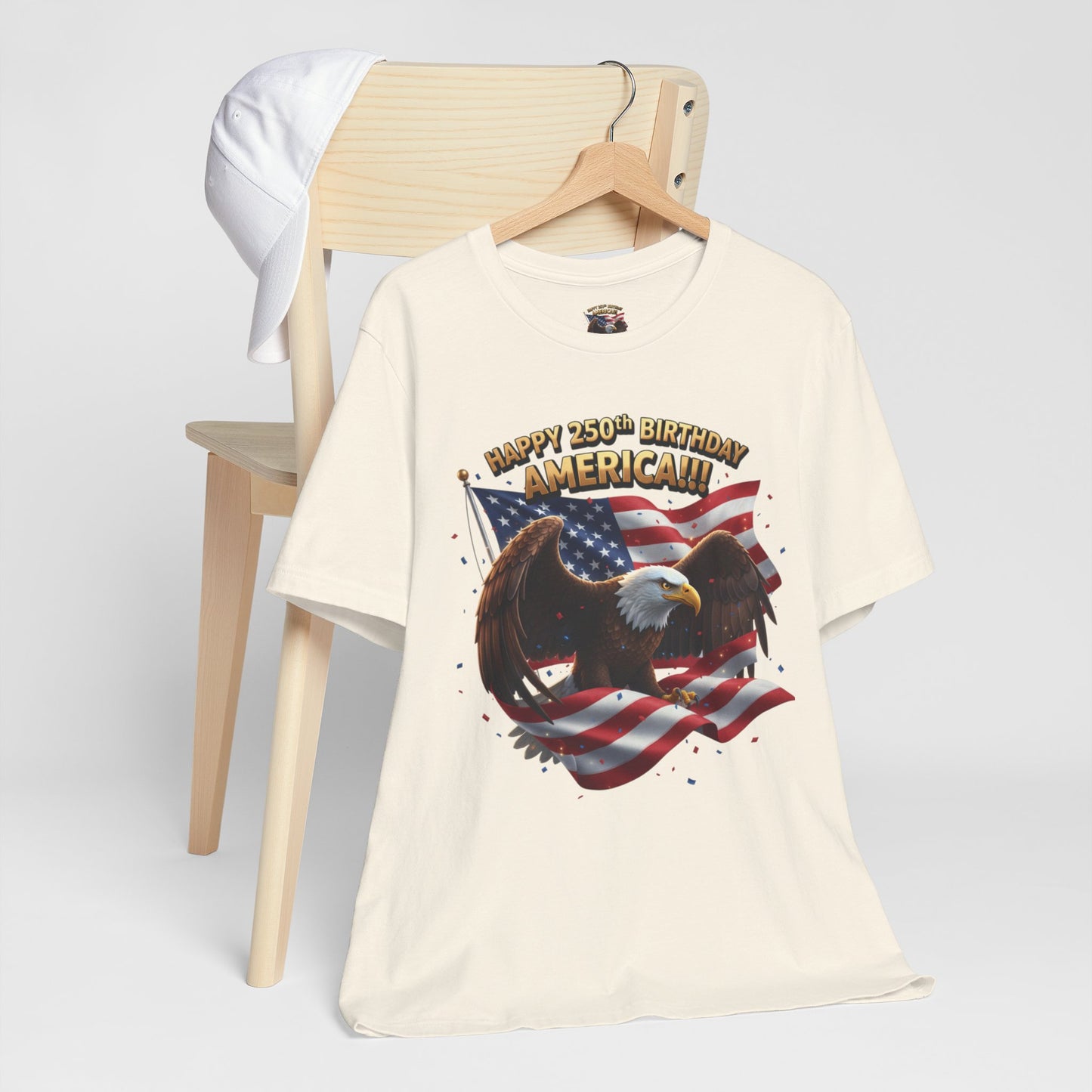 Happy 250th Birthday America Eagle T-Shirt  Patriotic Flag Tee
