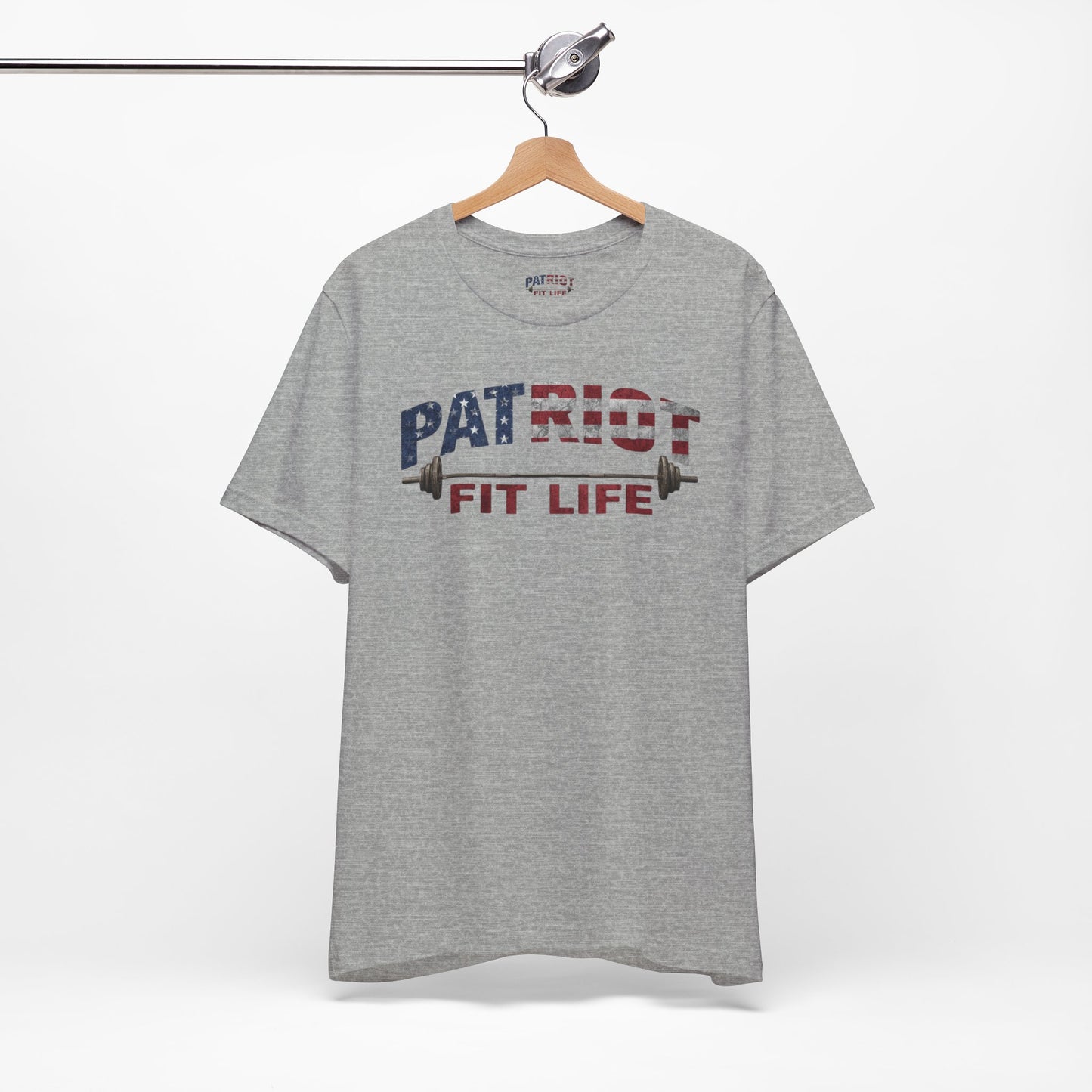 Patriot Fit Life T-Shirt | American Flag Barbell Gym Tee