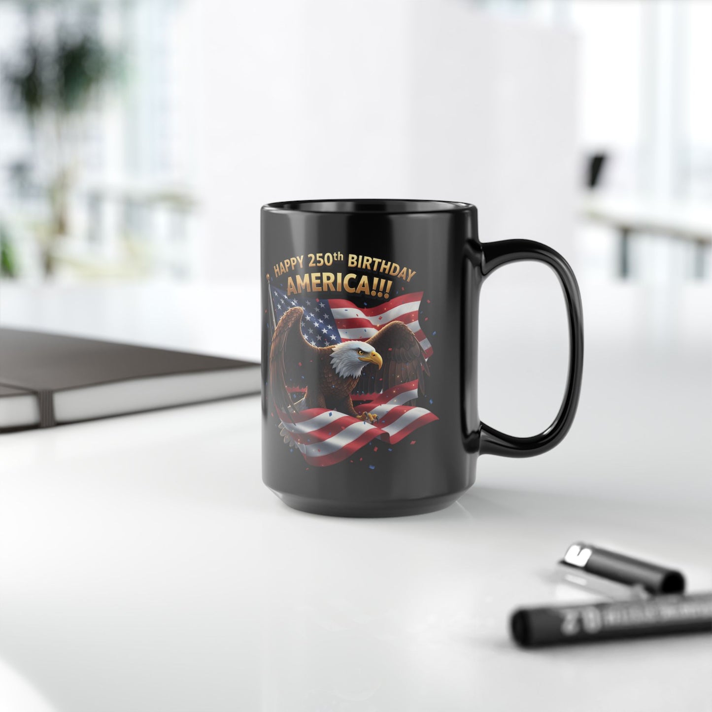 Happy 250th Birthday America Eagle Mug | Patriotic Ceramic Coffee Mug