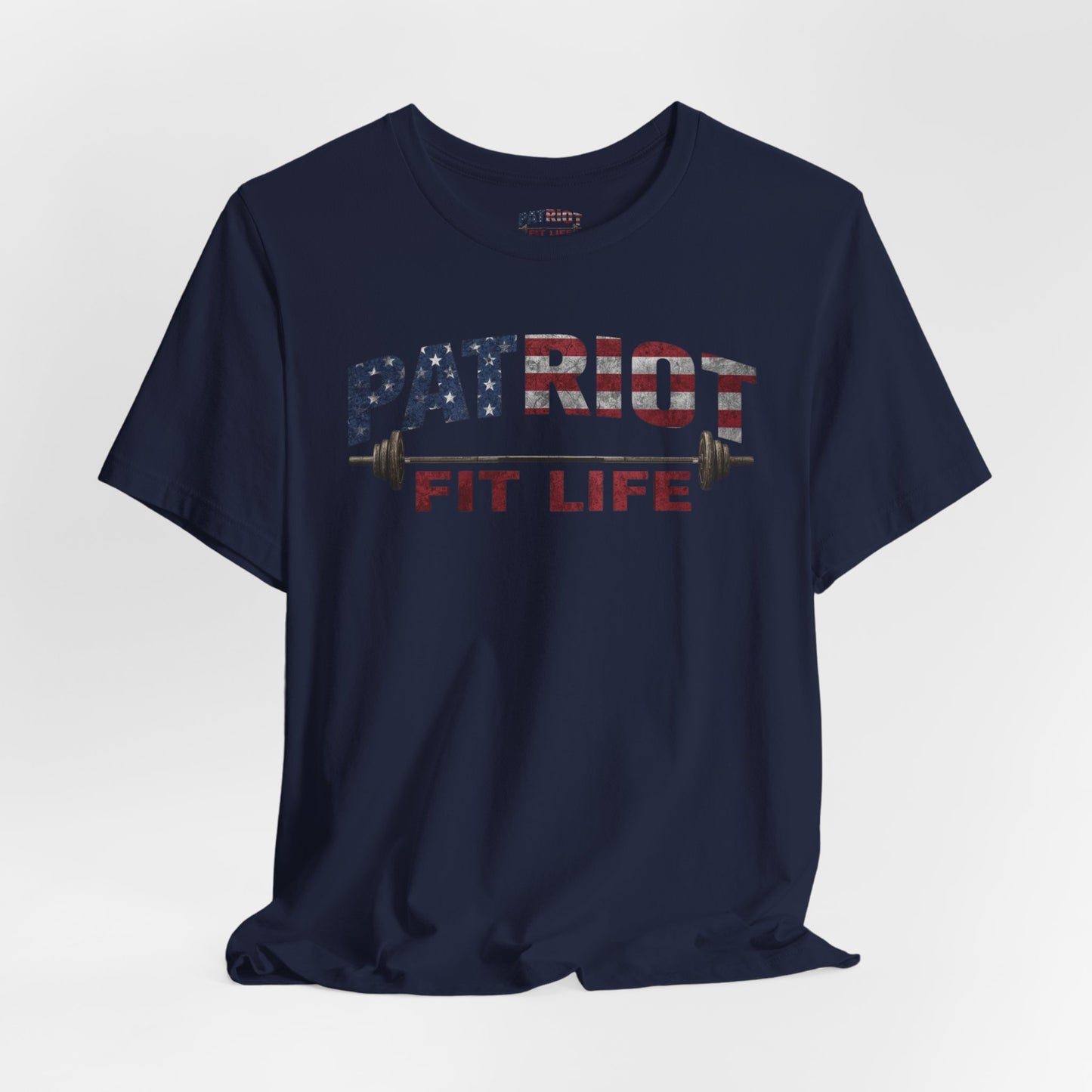 Patriot Fit Life T-Shirt | American Flag Barbell Gym Tee