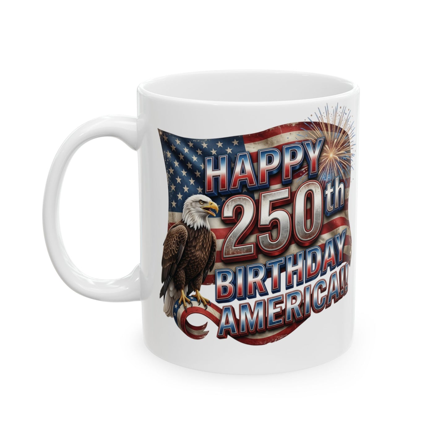 Patriotic Eagle Ceramic Mug | Happy 4th of July Americana Coffee Cup | 11oz & 15oz
