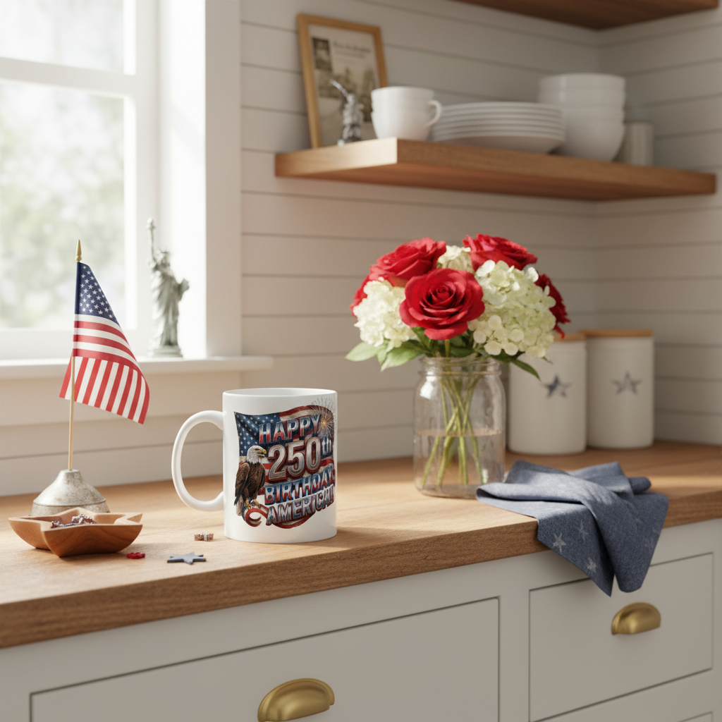 Patriotic Eagle Ceramic Mug | Happy 4th of July Americana Coffee Cup | 11oz & 15oz