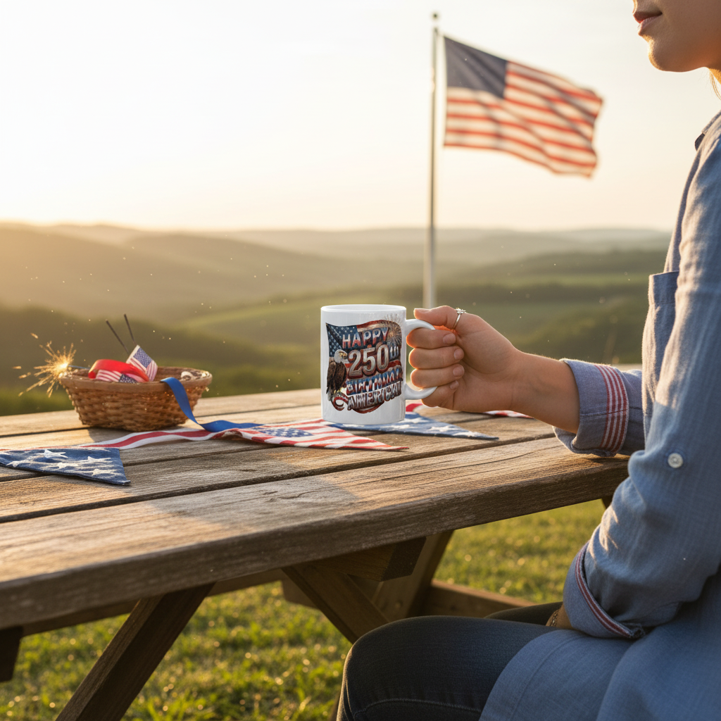 Patriotic Eagle Ceramic Mug | Happy 4th of July Americana Coffee Cup | 11oz & 15oz