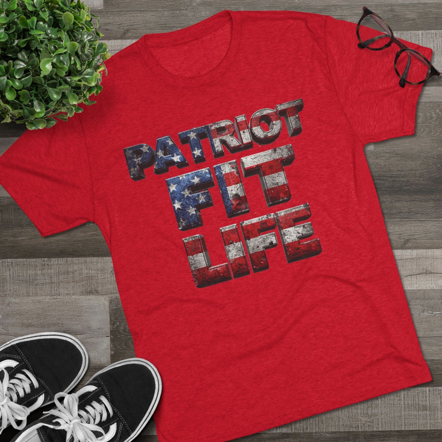 Patriot Fit Life Tri-Blend Tee - American Flag Graphic Fitness T-Shirt