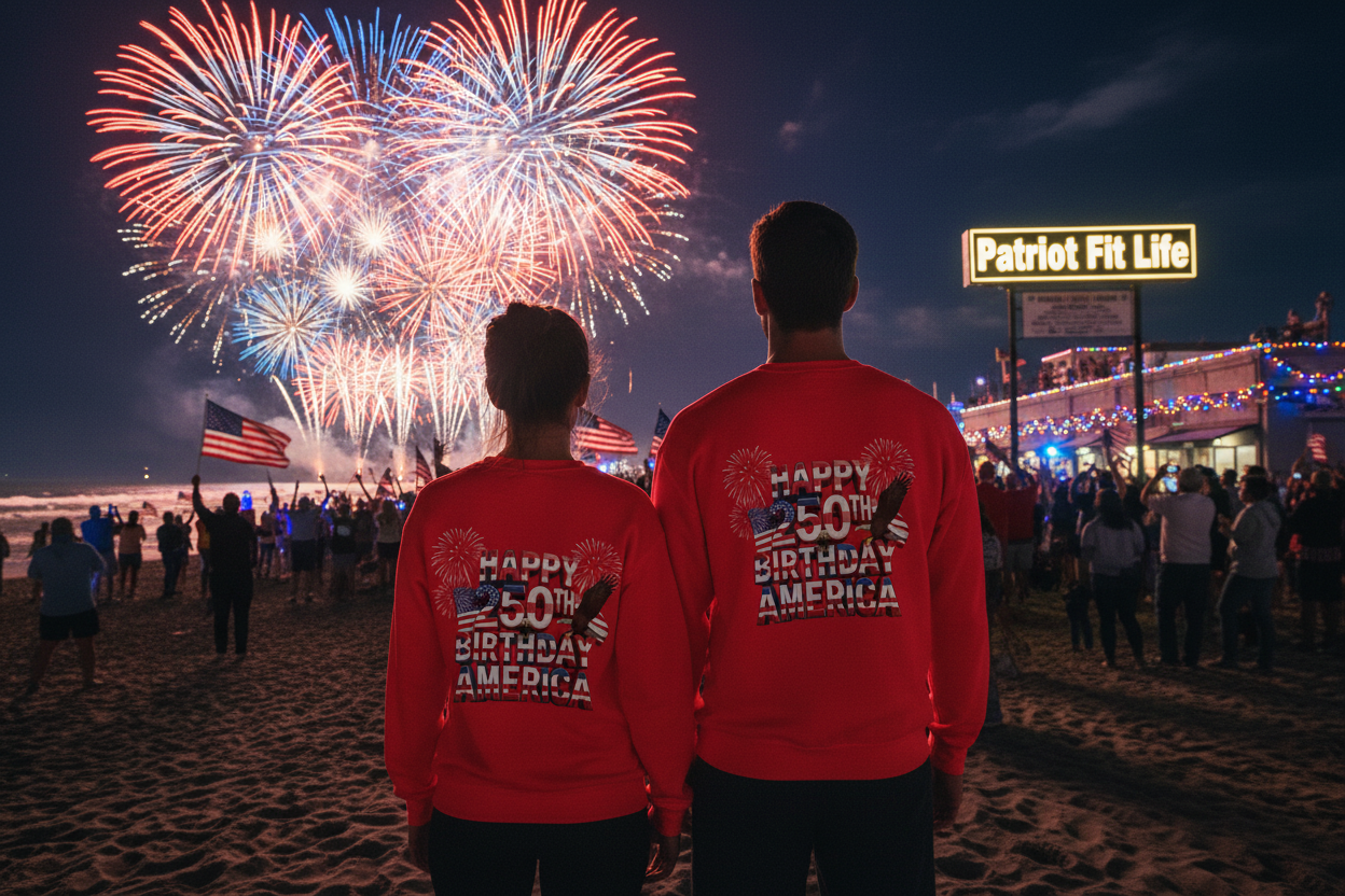 Happy 250th Birthday America Sweatshirt - Patriotic Fireworks Crewneck | Unisex