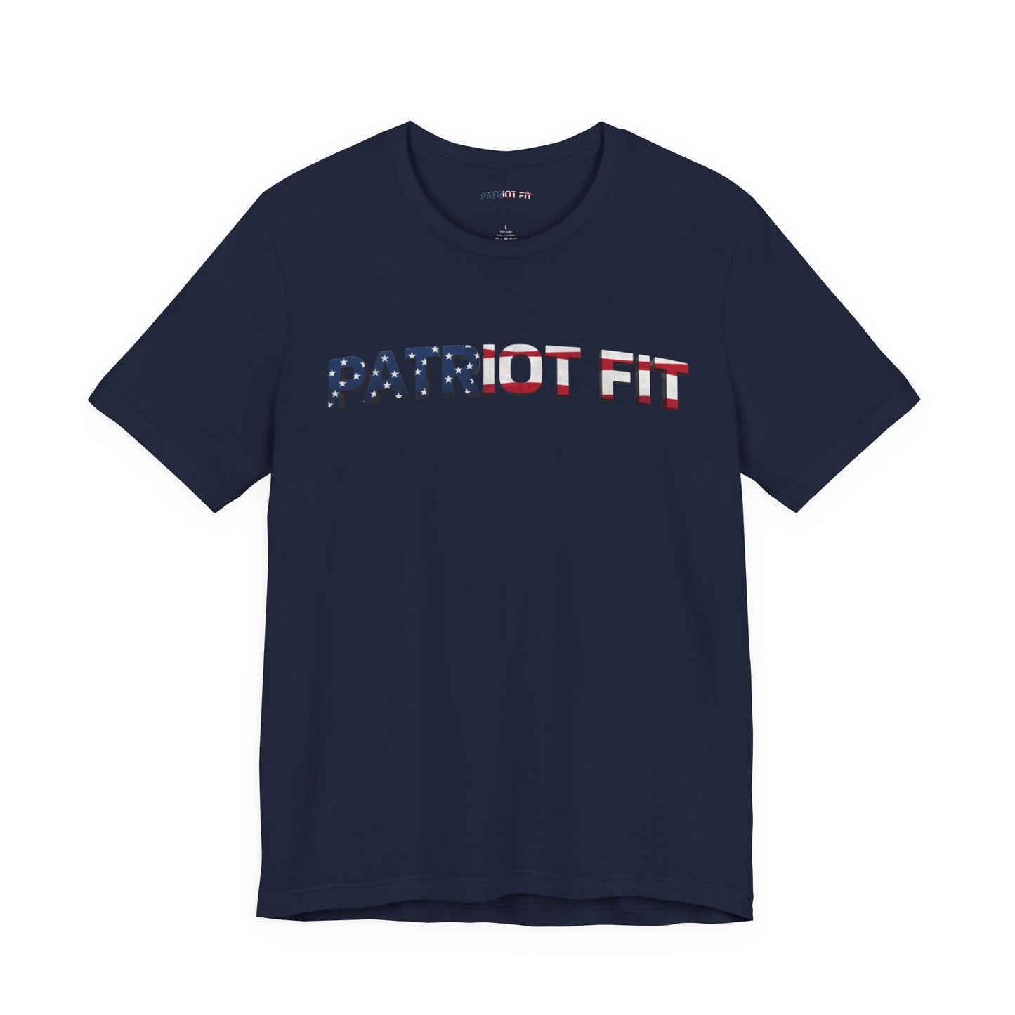 Patriot Fit T-Shirt — American Flag Text Athletic Tee