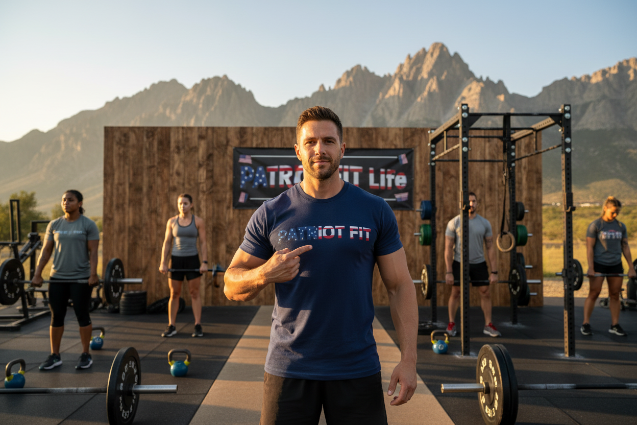 Patriot Fit T-Shirt — American Flag Text Athletic Tee