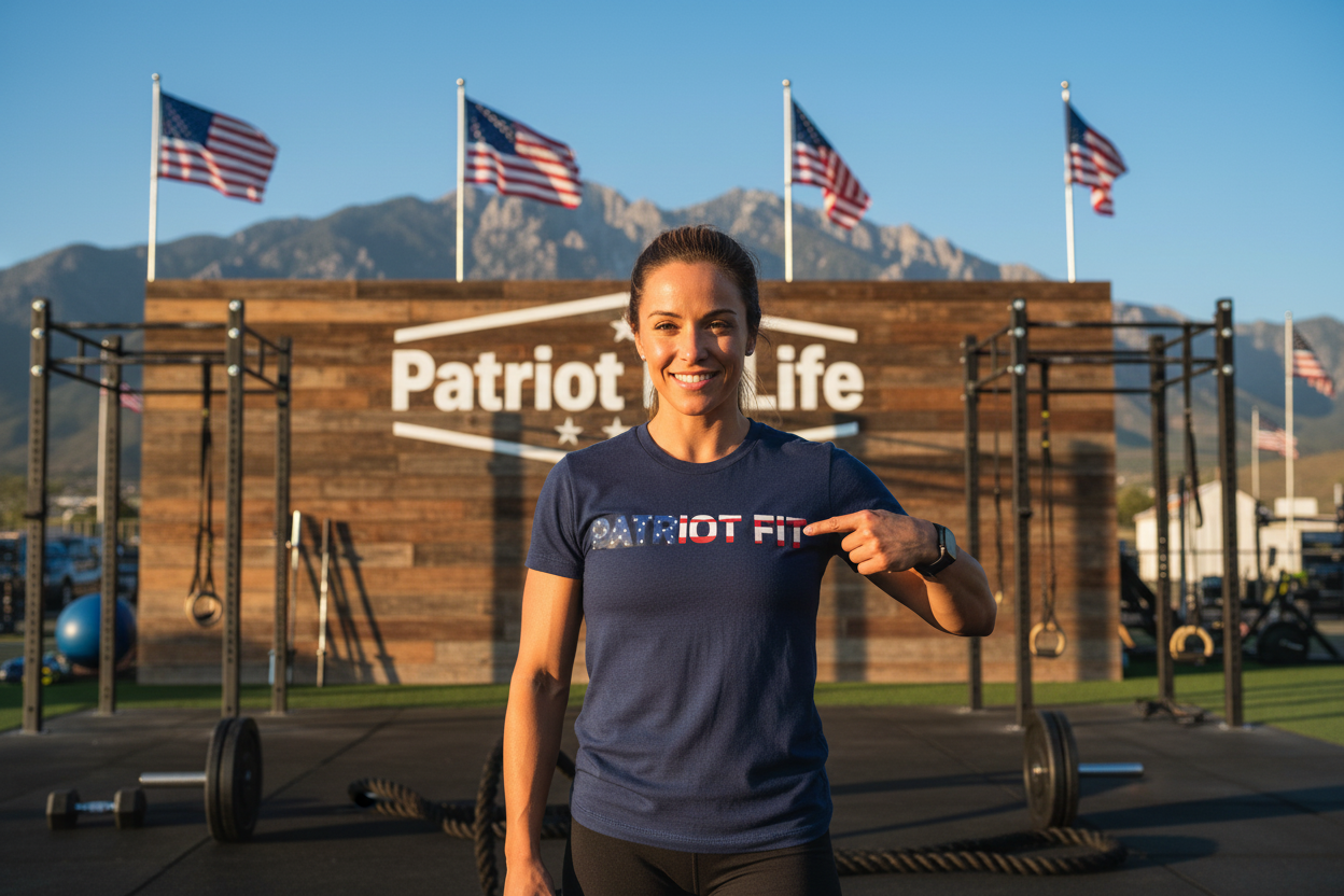 Patriot Fit T-Shirt — American Flag Text Athletic Tee