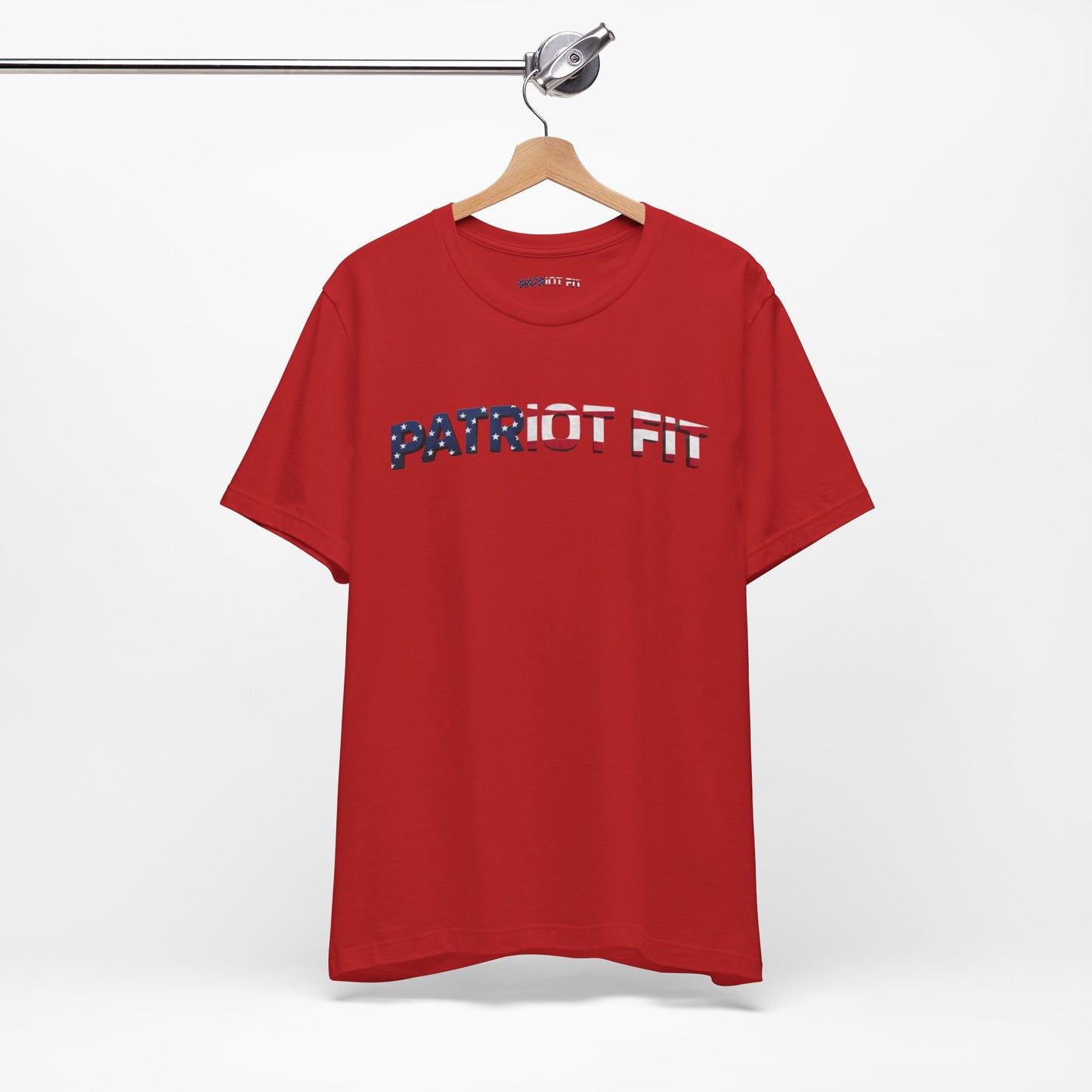 Patriot Fit T-Shirt — American Flag Text Athletic Tee