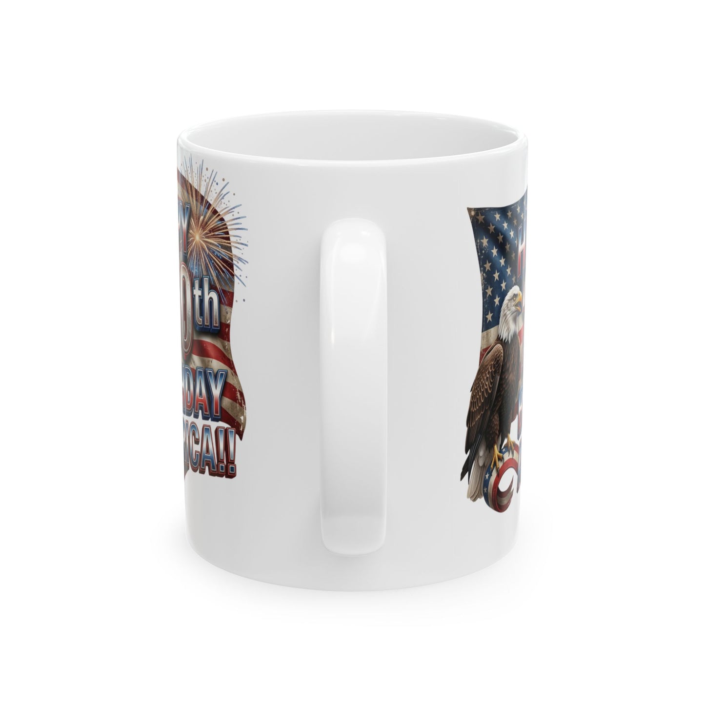 Patriotic Eagle Ceramic Mug | Happy 4th of July Americana Coffee Cup | 11oz & 15oz