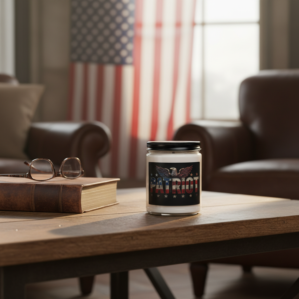 Patriot Eagle Soy Candle - 9oz Scented Glass Jar with Eagle & American Flag