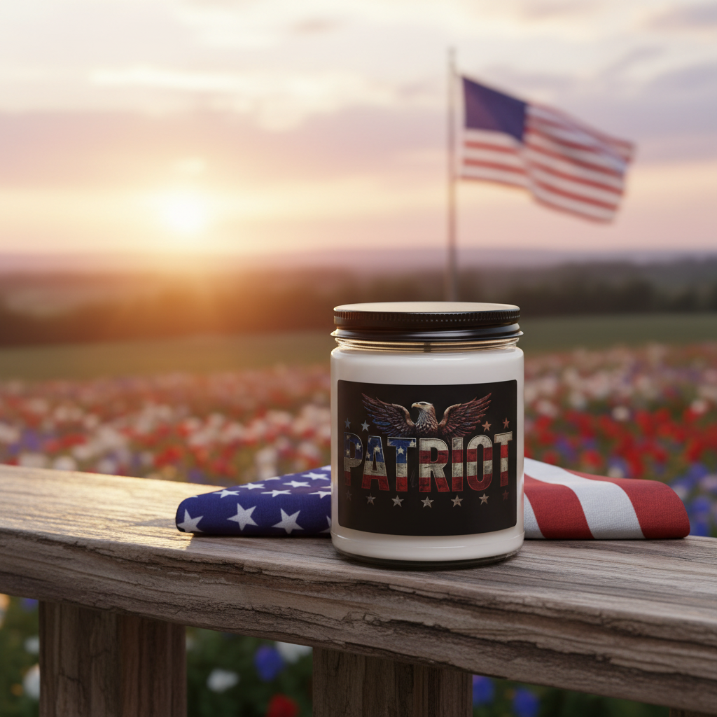 Patriot Eagle Soy Candle - 9oz Scented Glass Jar with Eagle & American Flag