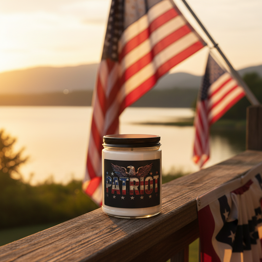 Patriot Eagle Soy Candle - 9oz Scented Glass Jar with Eagle & American Flag