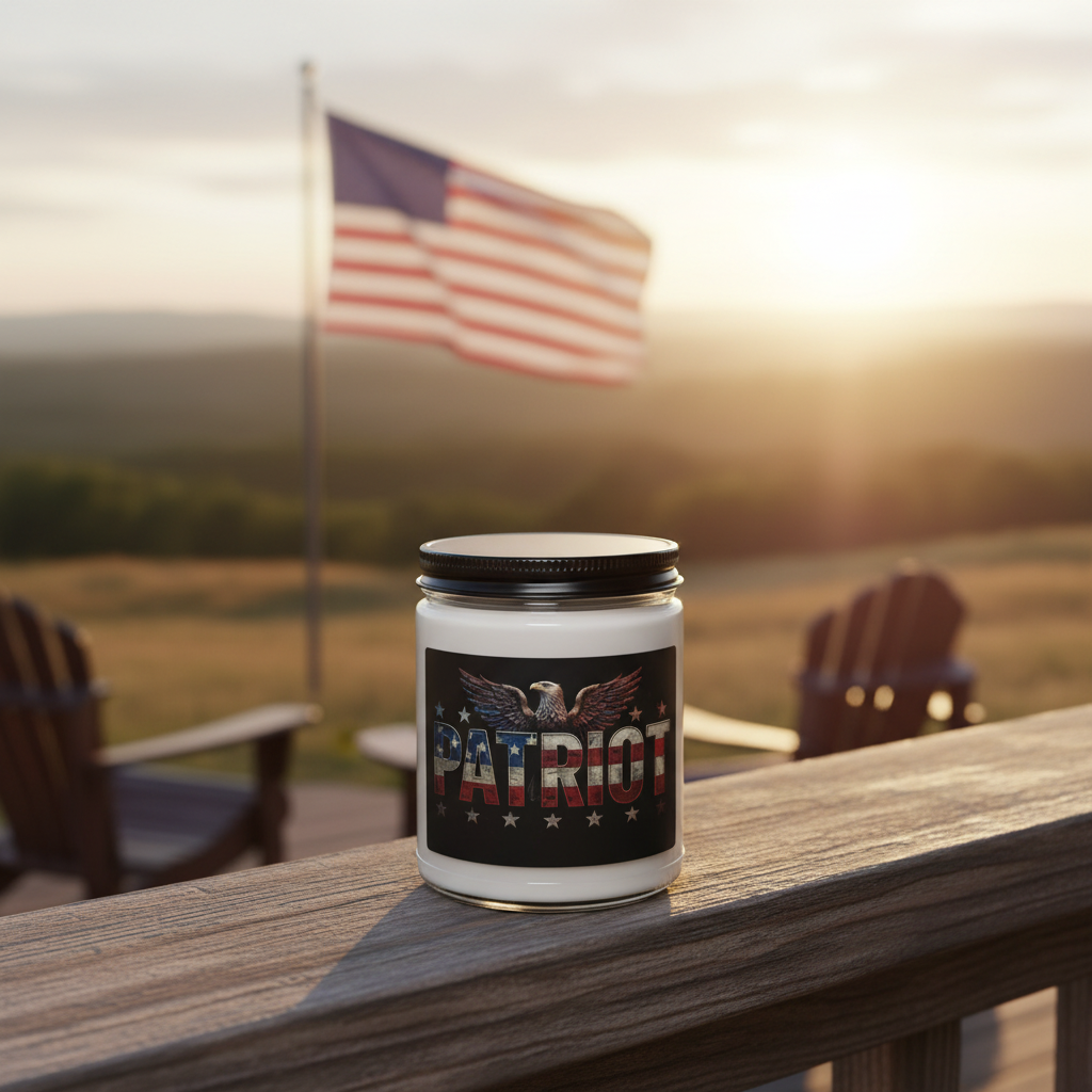 Patriot Eagle Soy Candle - 9oz Scented Glass Jar with Eagle & American Flag