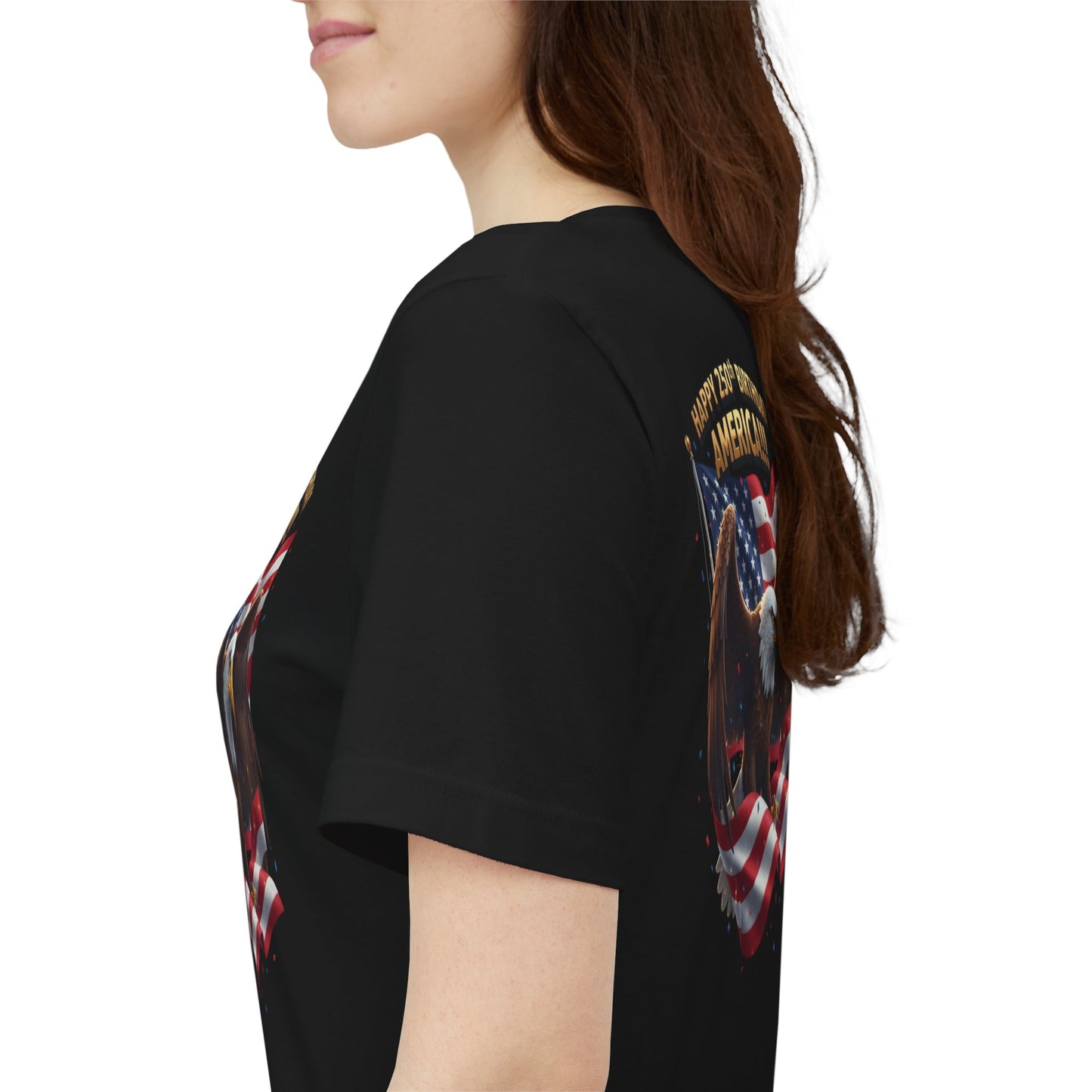 Happy 250th Birthday America Eagle T-Shirt  Patriotic Flag Tee
