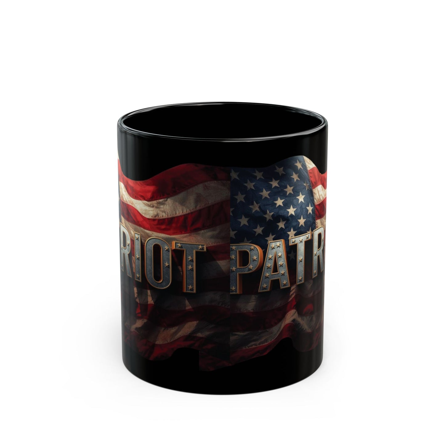 Patriot Mug - American Flag Black Ceramic Coffee Cup  11 oz & 15 oz
