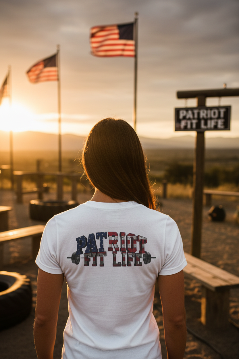 Patriot Fit Life T-Shirt | American Flag Barbell Fitness Tee
